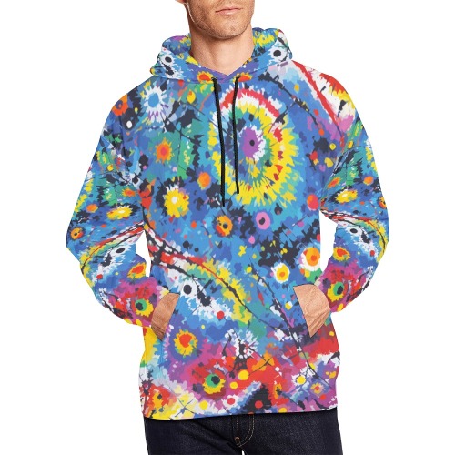 Play of colors and shapes. Abstract tie-dye art. All Over Print Hoodie for Men (USA Size) (Model H13)