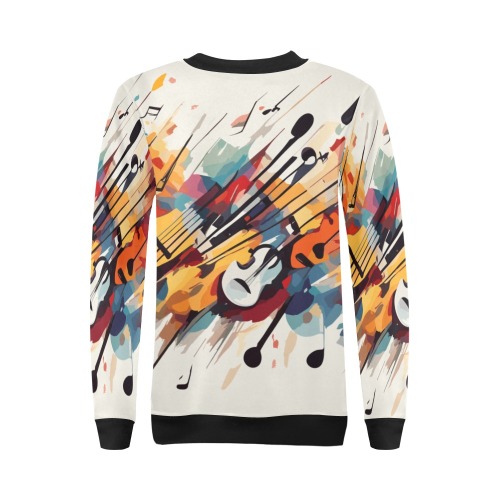 Nice abstract art of colorful musical instruments All Over Print Crewneck Sweatshirt for Women (Model H18)
