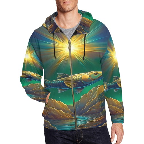 Celestial Swim All Over Print Full Zip Hoodie for Men (Model H14)