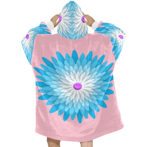 Flower Of Paper Cut - Turquoise Blanket Hoodie for Women