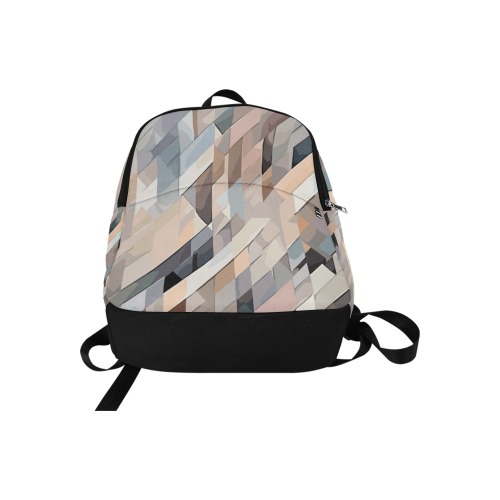 Chic geometric pattern of diagonal lines in beige Fabric Backpack for Adult (Model 1659)