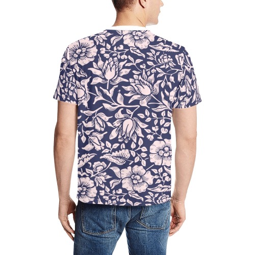 Shirt Men's All Over Print T-Shirt (Solid Color Neck) (Model T63)