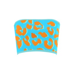 Leopard Print Orange Blue Bandeau Top