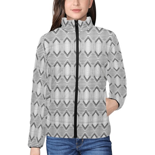 Graphic art Women's Stand Collar Padded Jacket (Model H41)