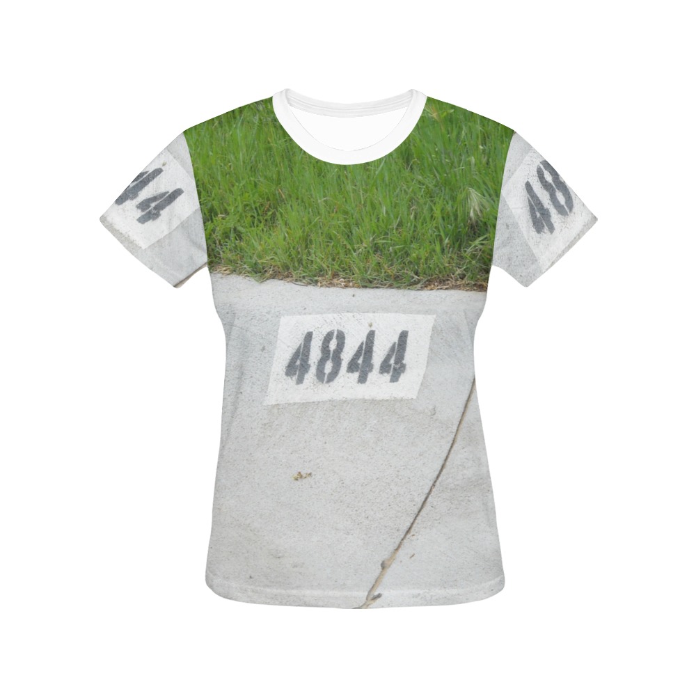 Street Number 4844 with white collar All Over Print T-Shirt for Women (USA Size) (Model T40)