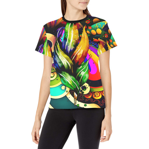 Mardi Gras Colorful New Orleans Women's All Over Print Crew Neck T-Shirt (Model T40-2)