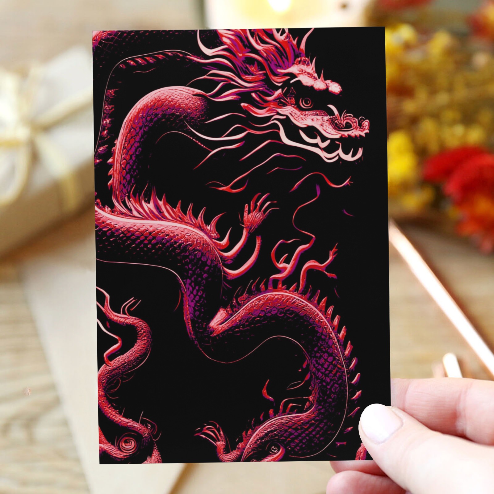The Dragon Red Greeting Card 4"x6"