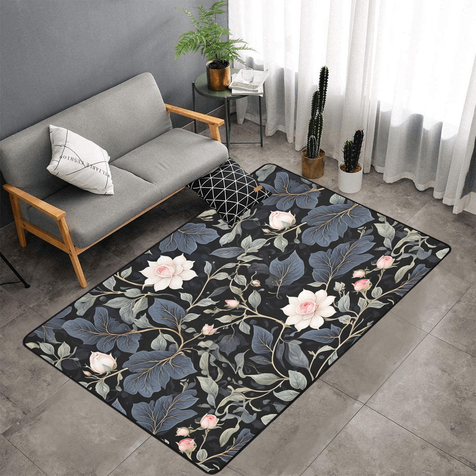 Fabulous Florals 11 Area Rug with Black Binding 7'x5'