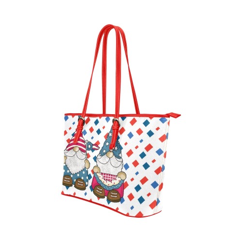 4TH OF JULY Gnomes Leather Tote Bag/Large (Model 1651)