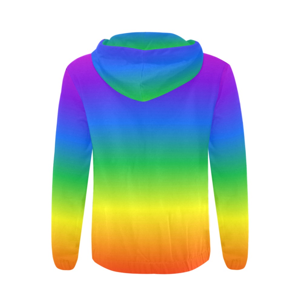 Cool Gradient Pride Rainbow All Over Print Full Zip Hoodie for Men (Model H14)