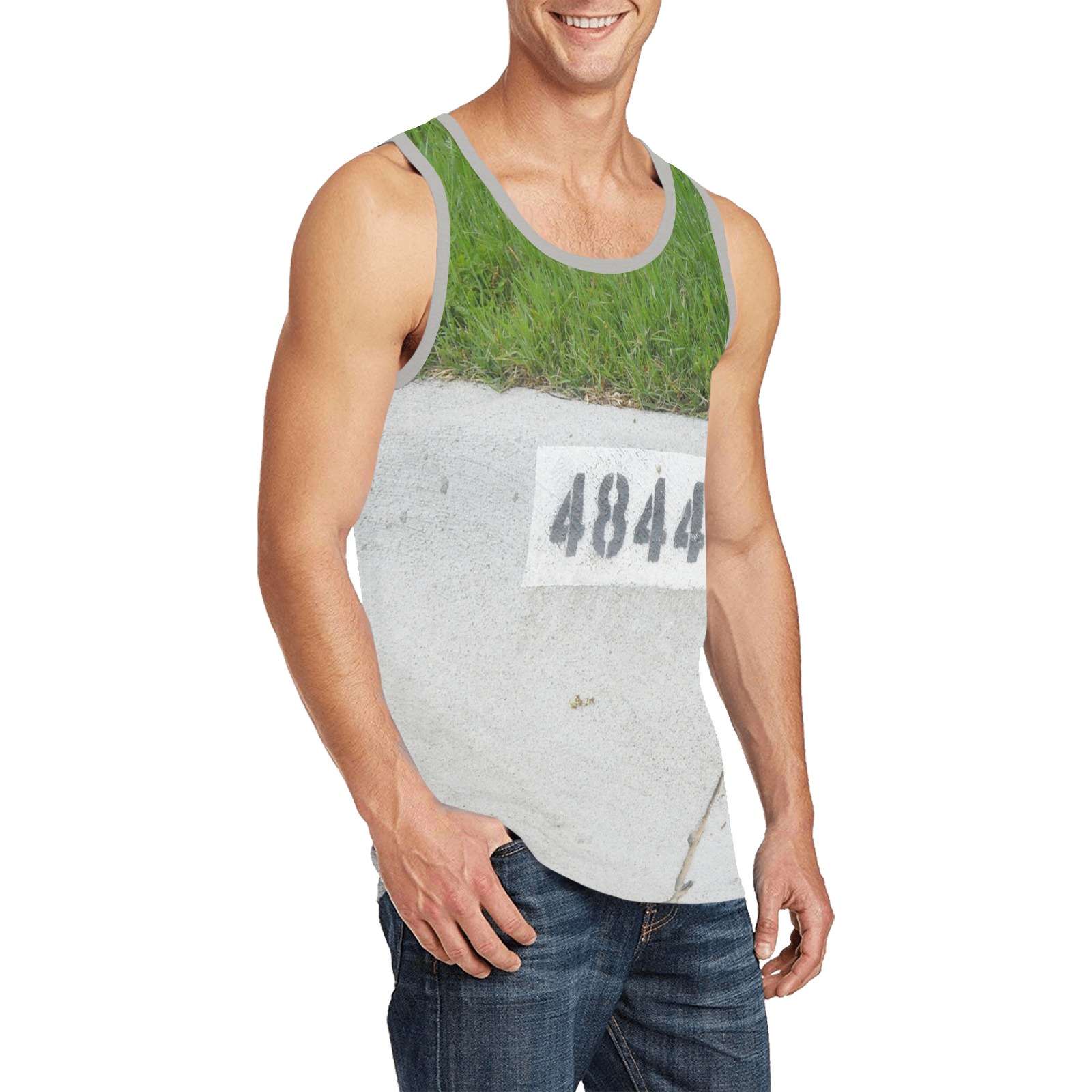 Street Number 4844 with Tan Collar Men's All Over Print Tank Top (Model T57)