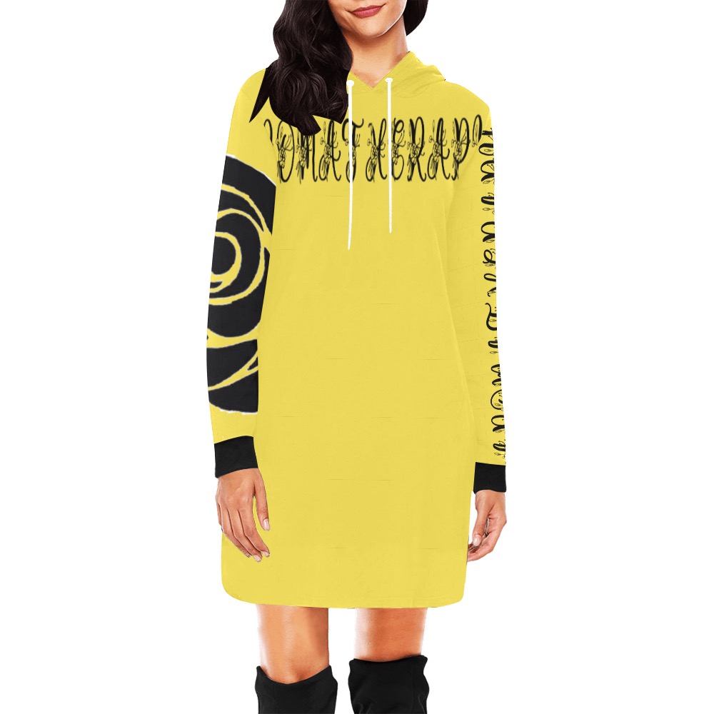 Aromatherapy Apparel Yellow Hoodie Dress All Over Print Hoodie Mini Dress (Model H27)