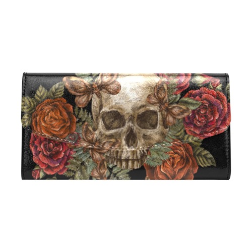 Skull Black Wallet Women's Flap Wallet (Model 1707)