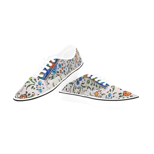 Floral Classic Women's Canvas Low Top Shoes (Model E001-4)