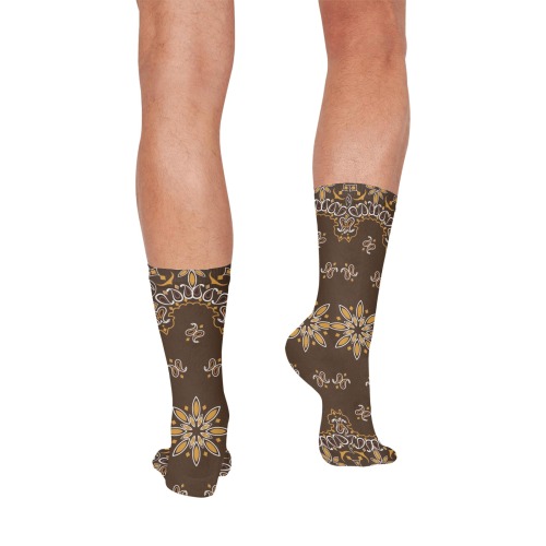 Brown Bandanna Pattern All Over Print Socks for Men