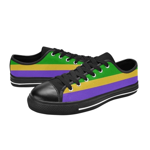 Mardi Gras Stripes of Purple, Gold and Green Women's Classic Canvas Shoes (Model 018)