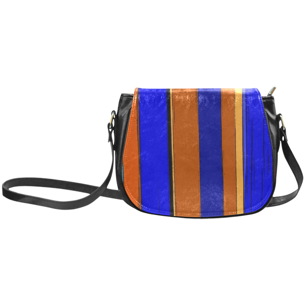 Abstract Blue And Orange 930 Classic Saddle Bag/Large (Model 1648)
