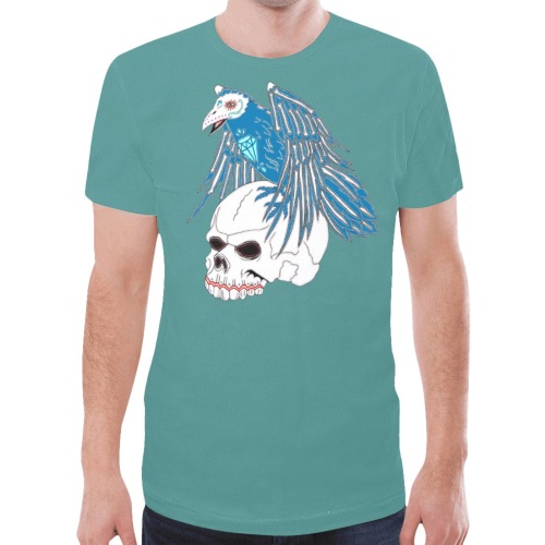 Raven Sugar Skull Jade Green New All Over Print T-shirt for Men (Model T45)