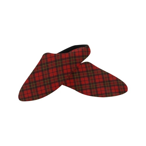 Red tartan plaid winter Christmas pattern holidays Men's Non-Slip Cotton Slippers (Model 0602)