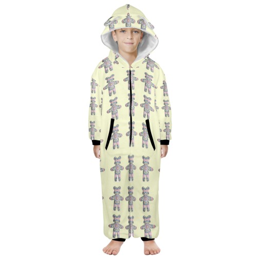 nounours 2e One-Piece Zip Up Hooded Pajamas for Big Kids
