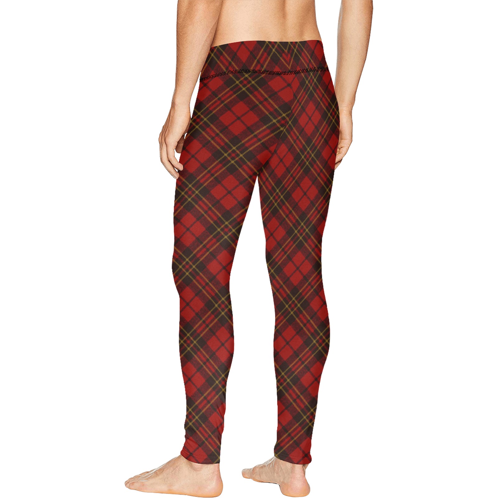 Red tartan plaid winter Christmas pattern holidays Men's All Over Print Leggings (Model L38)