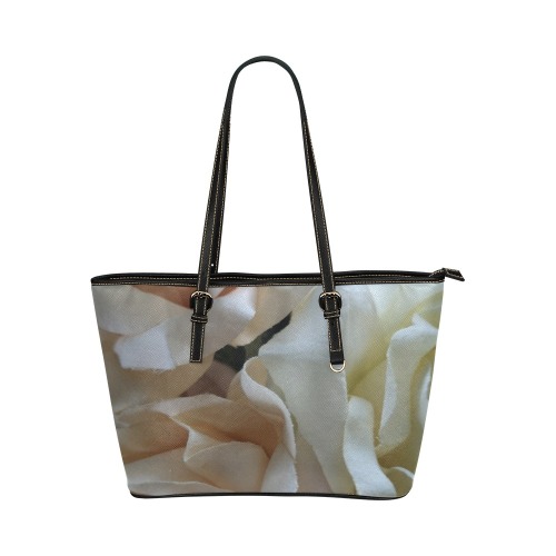 shabby roses Leather Tote Bag/Small (Model 1651)