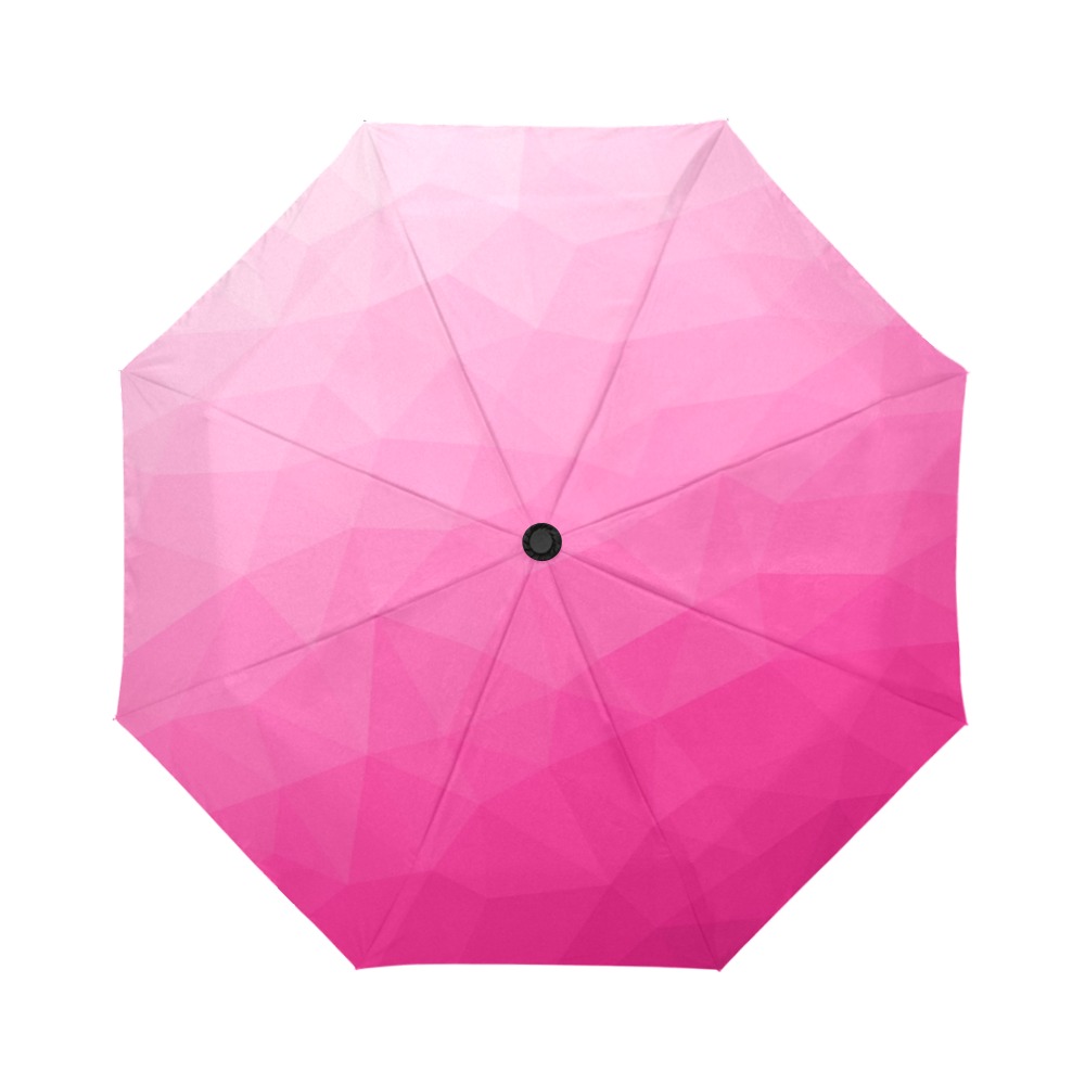 Hot pink gradient geometric mesh pattern Auto-Foldable Umbrella (Model U04)