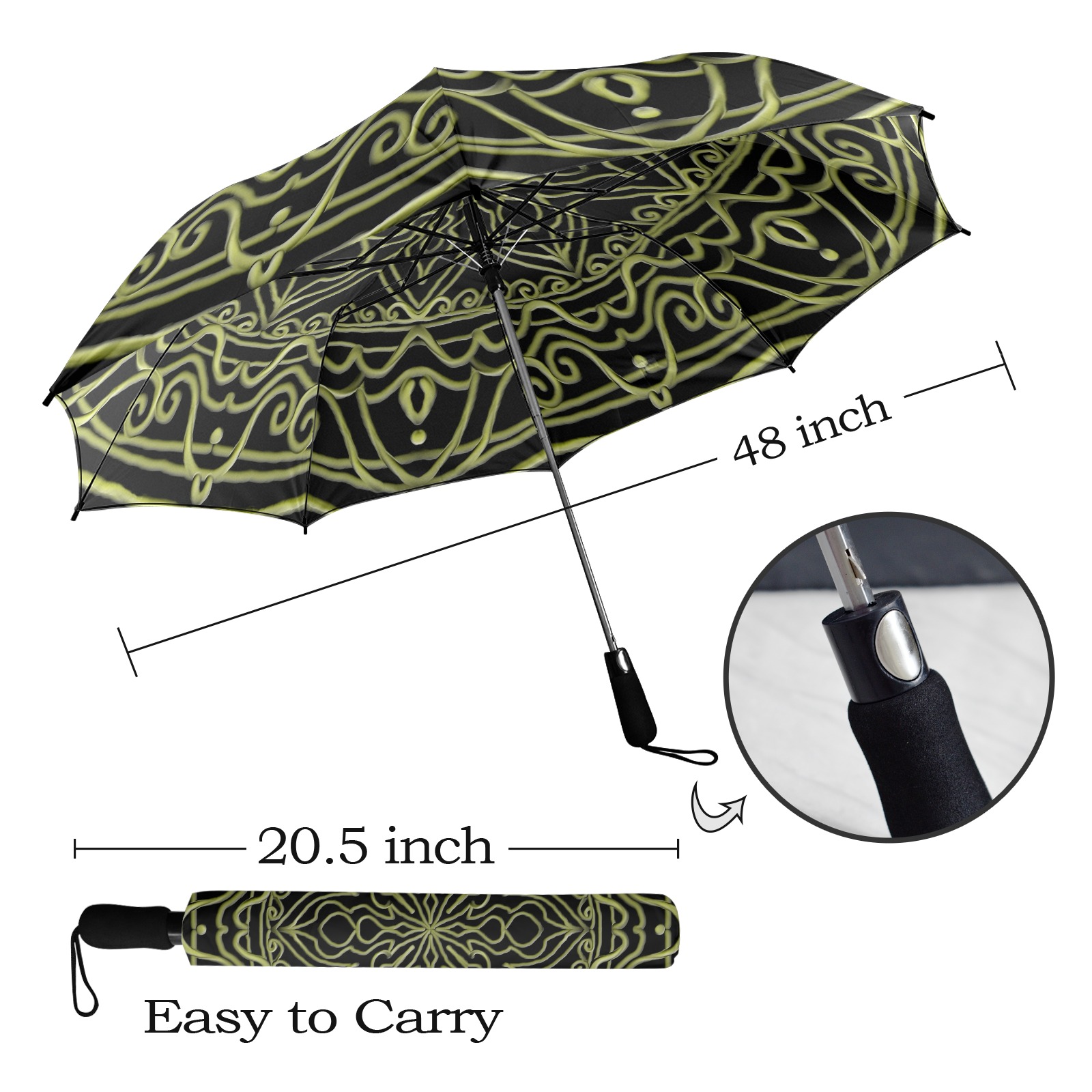 mandala 3D-10 vert pomme Semi-Automatic Foldable Umbrella (Model U12)
