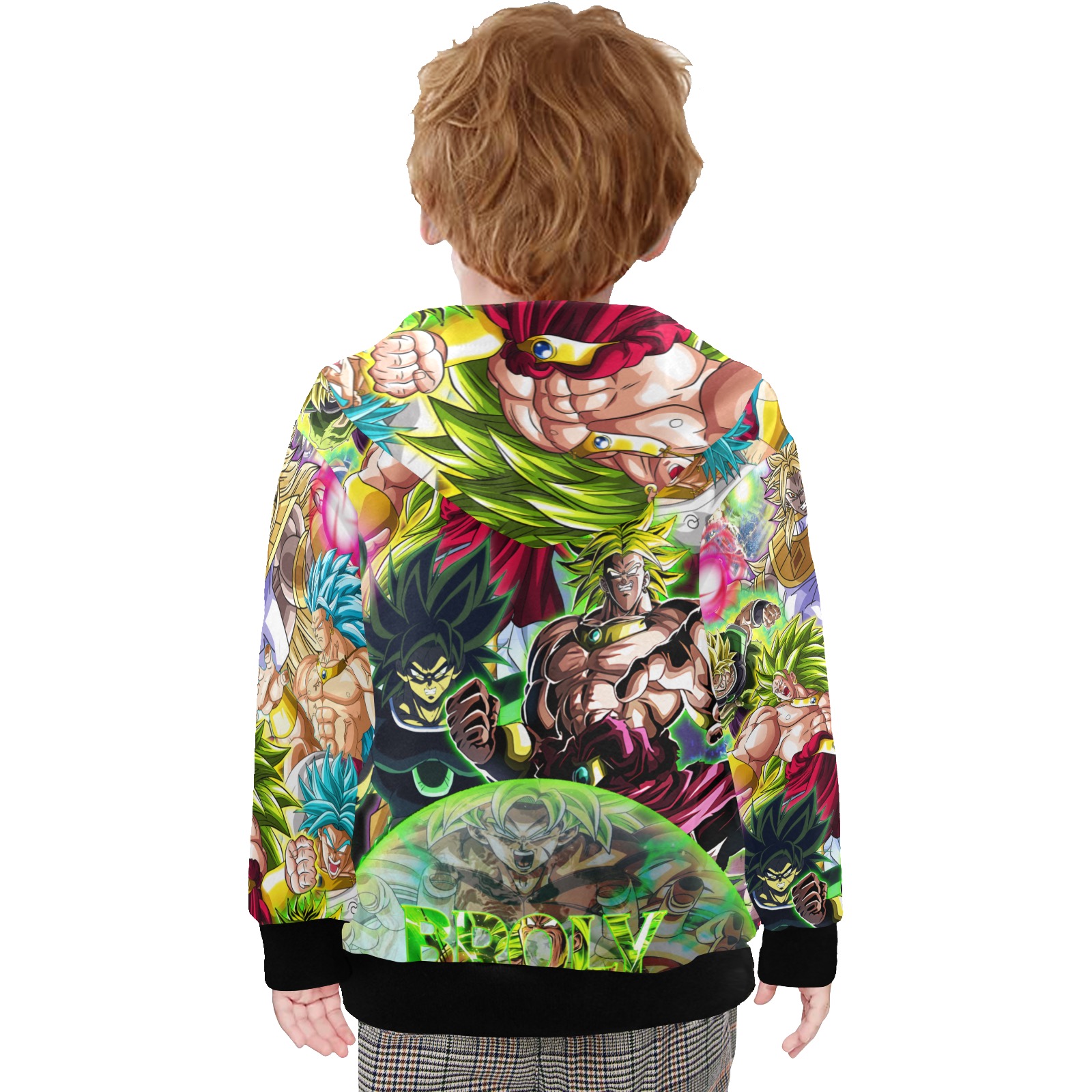 broly full power Little Boys' Zip Up Hoodie (Model H58)