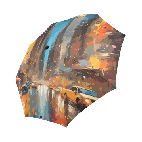 New York City street fantasy cool colorful art Auto-Foldable Umbrella (Model U04)