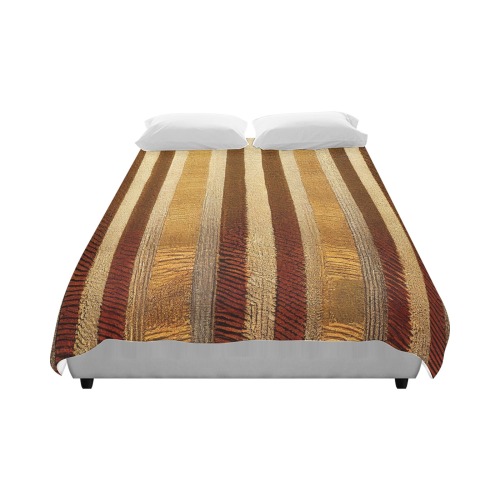 gold and brown striped pattern Duvet Cover 86"x70" ( All-over-print)