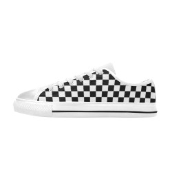 Black and White checkerboard pattern Men's Classic Canvas Shoes (Model 018)