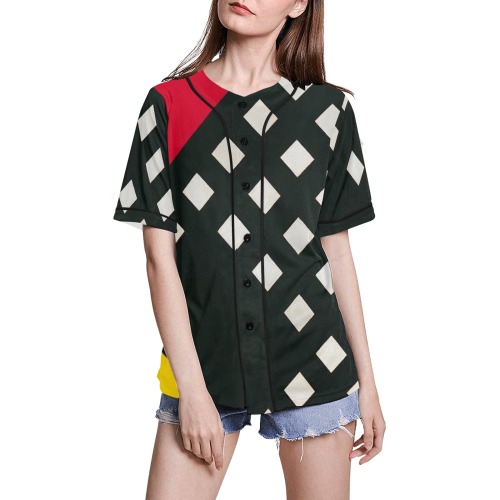 Counter-composition XV by Theo van Doesburg- All Over Print Baseball Jersey for Women (Model T50)