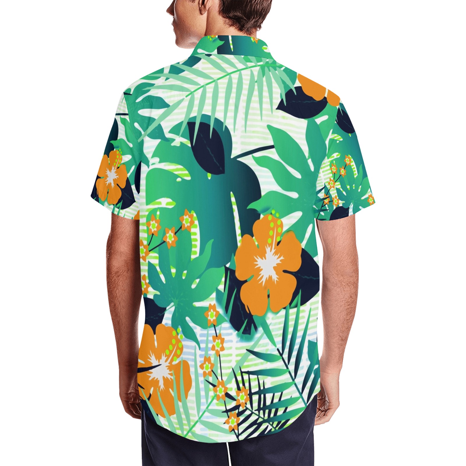 GROOVY FUNK THING FLORAL Men's Short Sleeve Shirt with Lapel Collar (Model T54)
