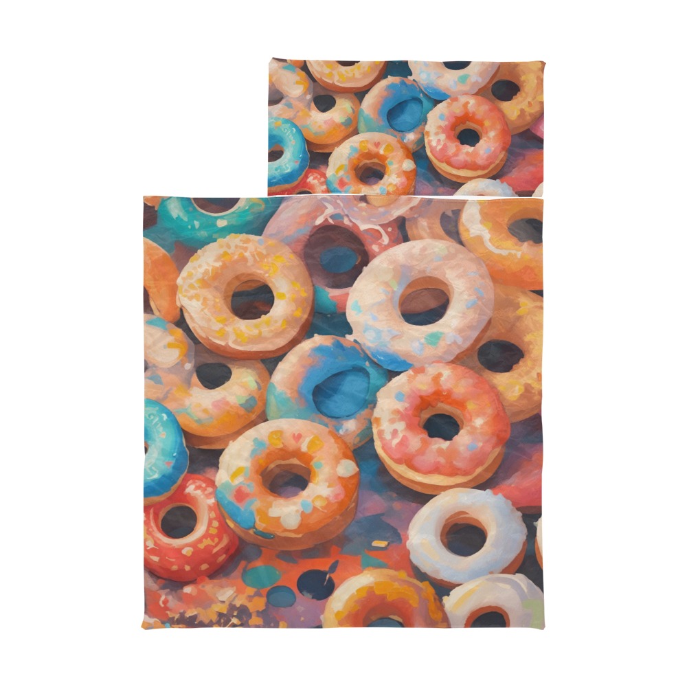 Colorful pattern of fresh donuts. Sweet dessert. Kids' Sleeping Bag