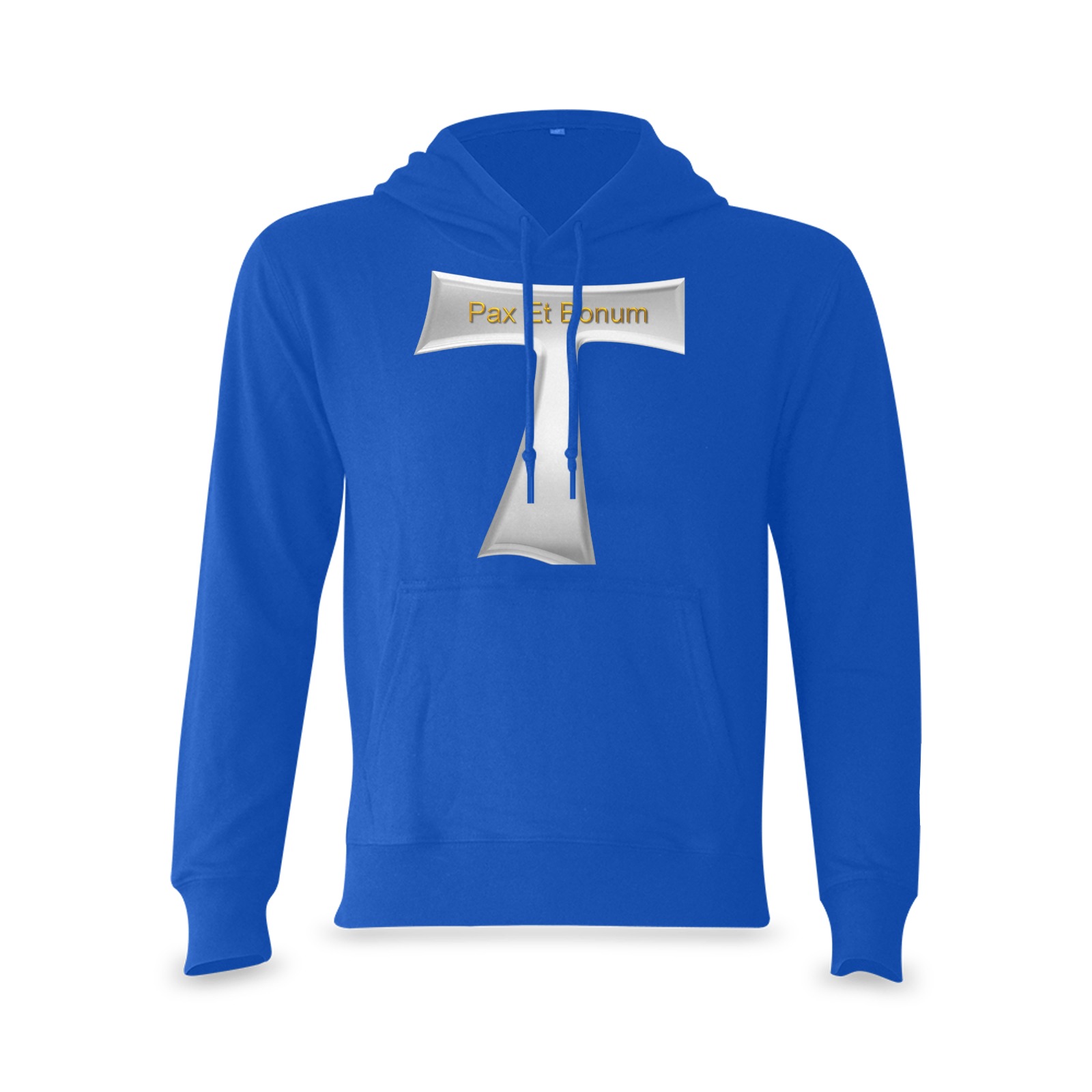 Franciscan Tau Cross Pax Et Bonum Silver Metallic Oceanus Hoodie Sweatshirt (NEW) (Model H03)
