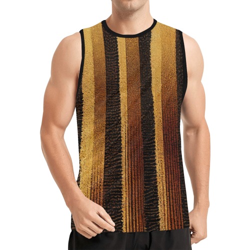 vertical gold and brown striped pattern All Over Print Basketball Jersey