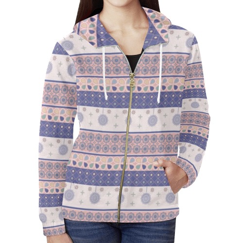 Tribal Abstract 2 All Over Print Full Zip Hoodie for Women (Model H14)