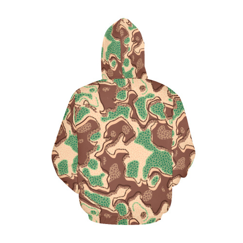Modern Fashion Military Cheetah Camouflage All Over Print Hoodie for Women (USA Size) (Model H13)