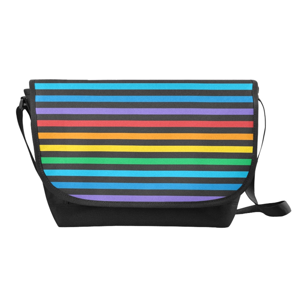 Rainbow Stripes on Black Background New Messenger Bag (Model 1667)