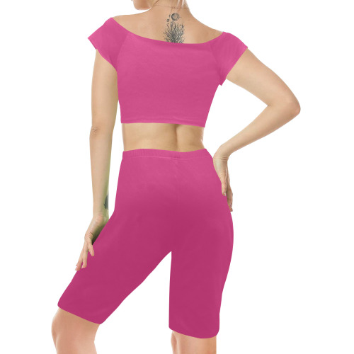 PINK Women's Crop Top Yoga Set (Sets 06)