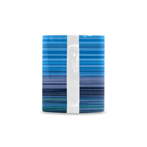 Abstract Blue Horizontal Stripes Custom White Mug (11oz)