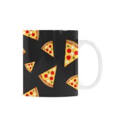 Cool and fun pizza slices pattern dark gray Custom White Mug (11oz)