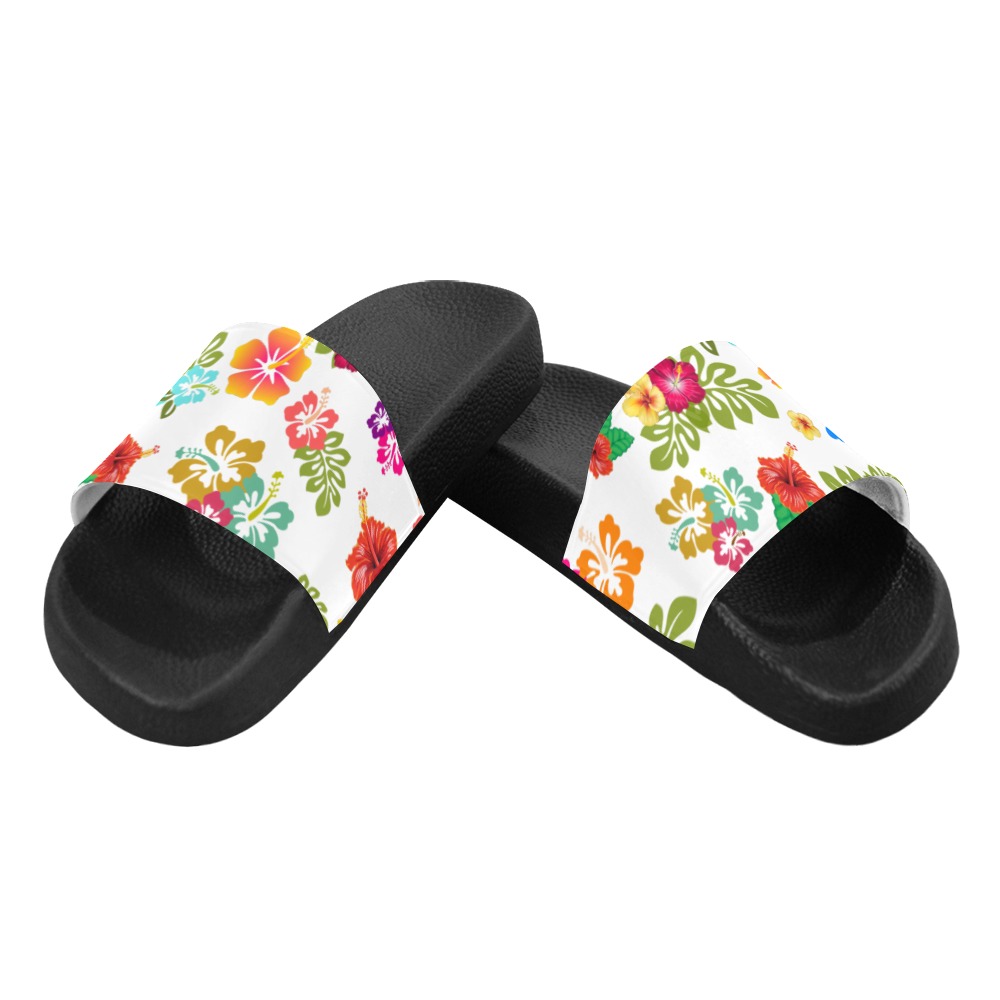 Men's Hawaiian Hibiscus Flower Summer Slide on Slippers Men's Slide Sandals (Model 057)
