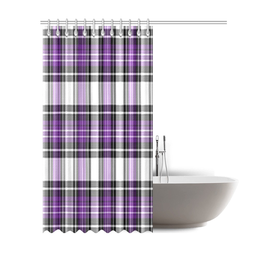 Purple Black Plaid Shower Curtain 69"x84"