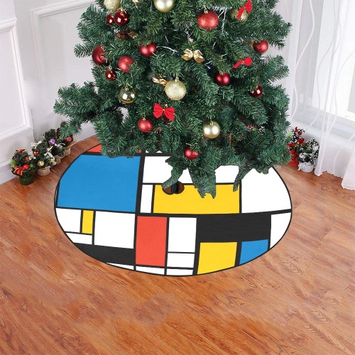 Mondrian De Stijl Modern Christmas Tree Skirt 47" x 47"