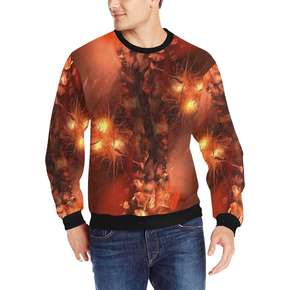 Fractal Men's Rib Cuff Crew Neck Sweatshirt (Model H34)