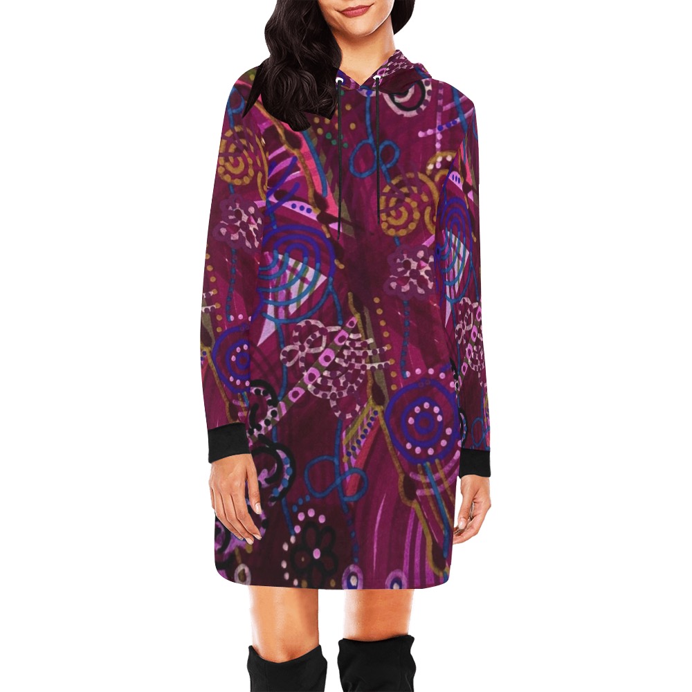 Hoodie dress Fall 2024 All Over Print Hoodie Mini Dress (Model H27)