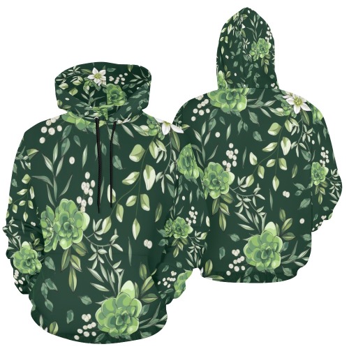 floral All Over Print Hoodie for Women (USA Size) (Model H13)