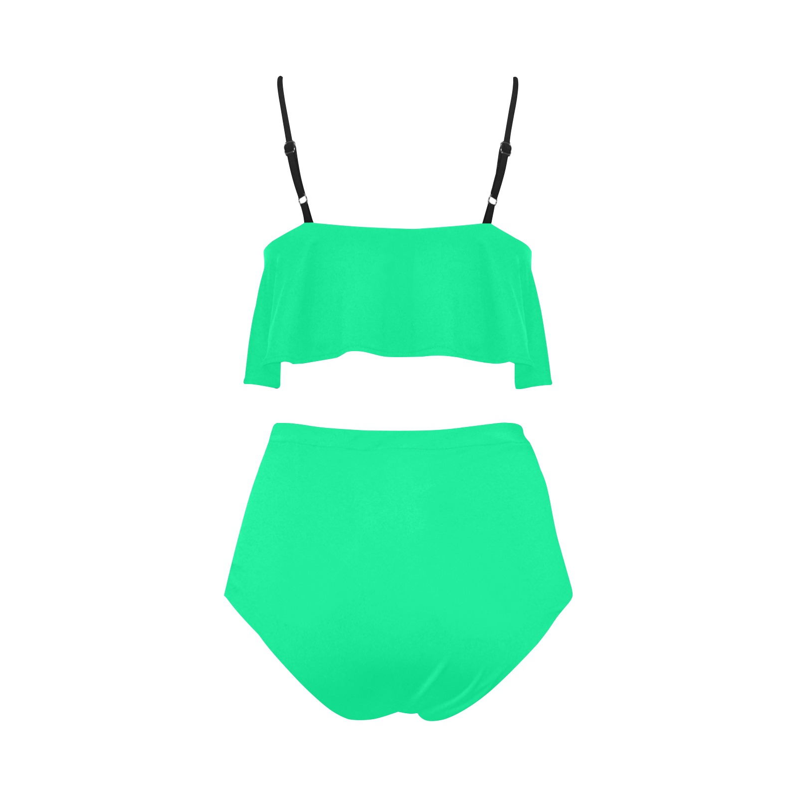 color medium spring green High Waisted Ruffle Bikini Set (Model S13)